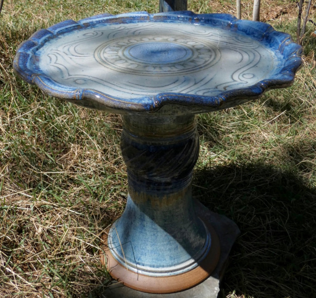 Large French Blue Details about   Anthony Stoneware Handcrafted Ceramic Bird Bath 