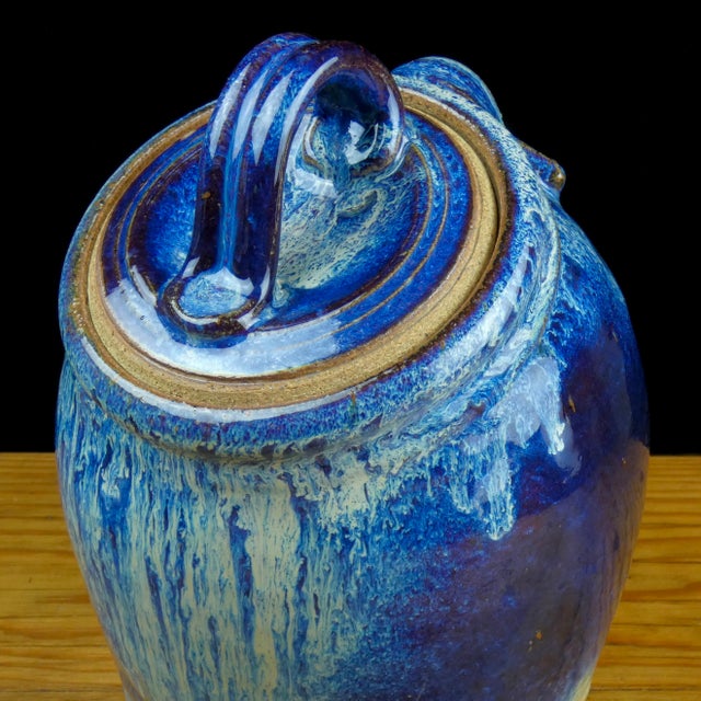 Small handmade stoneware Tilt Jar in Puff Blue by Bowen Pottery
